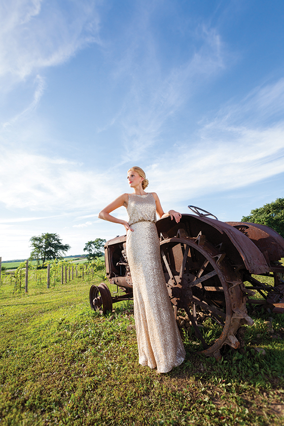 gold metallic sequin bridesmaid dress