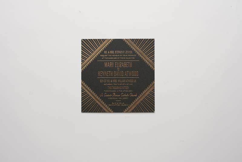 black, gold, glam invitation, new years eve wedding