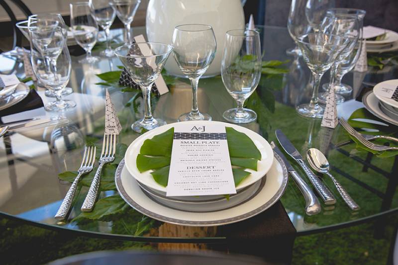 Wedding Scape | Modern Black + White With Lush Greenery