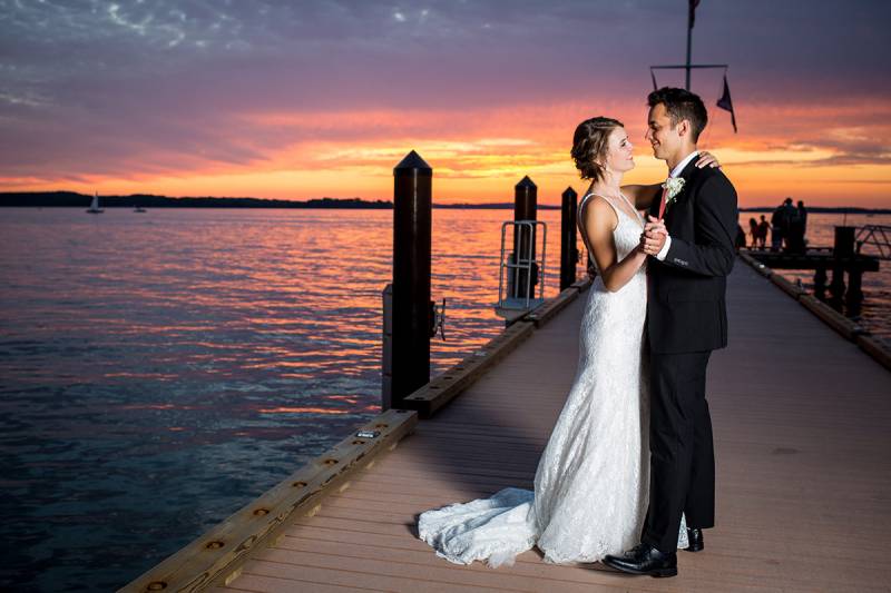 Romantic Sunset Edgewater Wedding | Brandon + Sarah