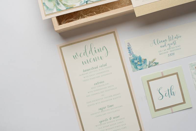 wedding menu, wedding stationery, paper goods