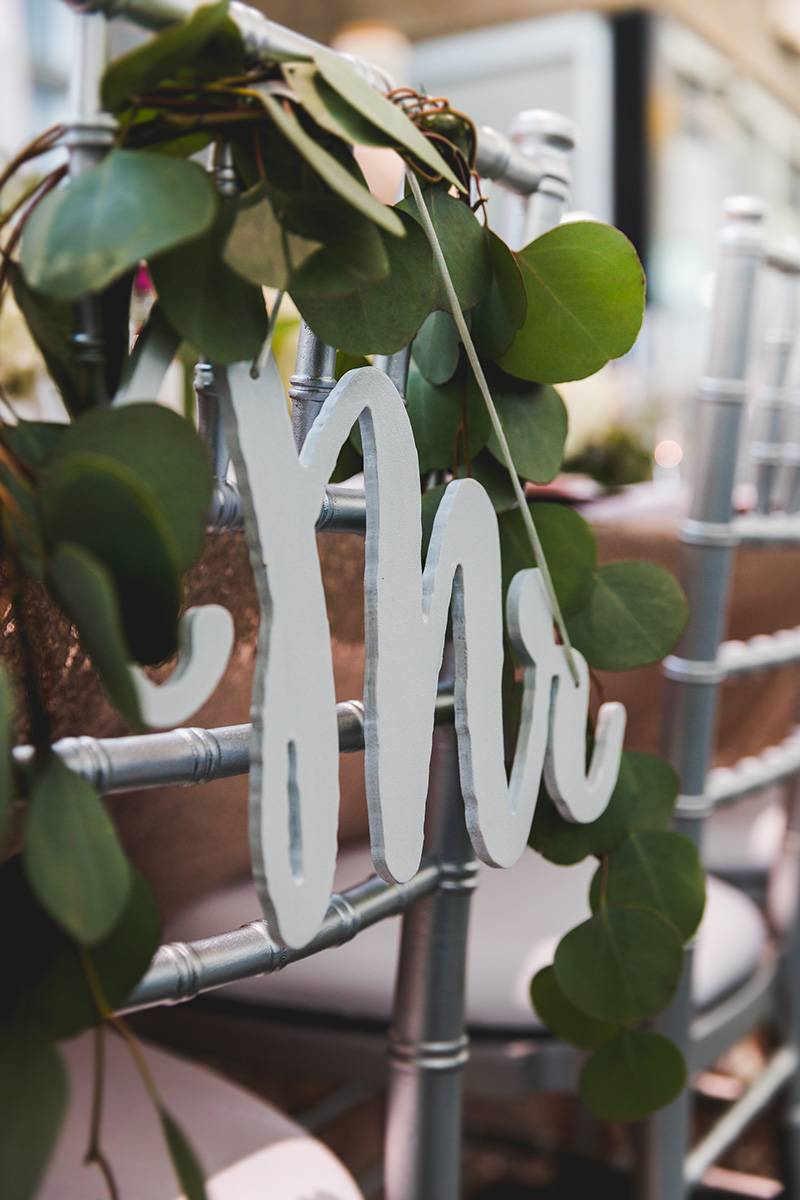 calligraphy mr and mrs chair signs, chair decor