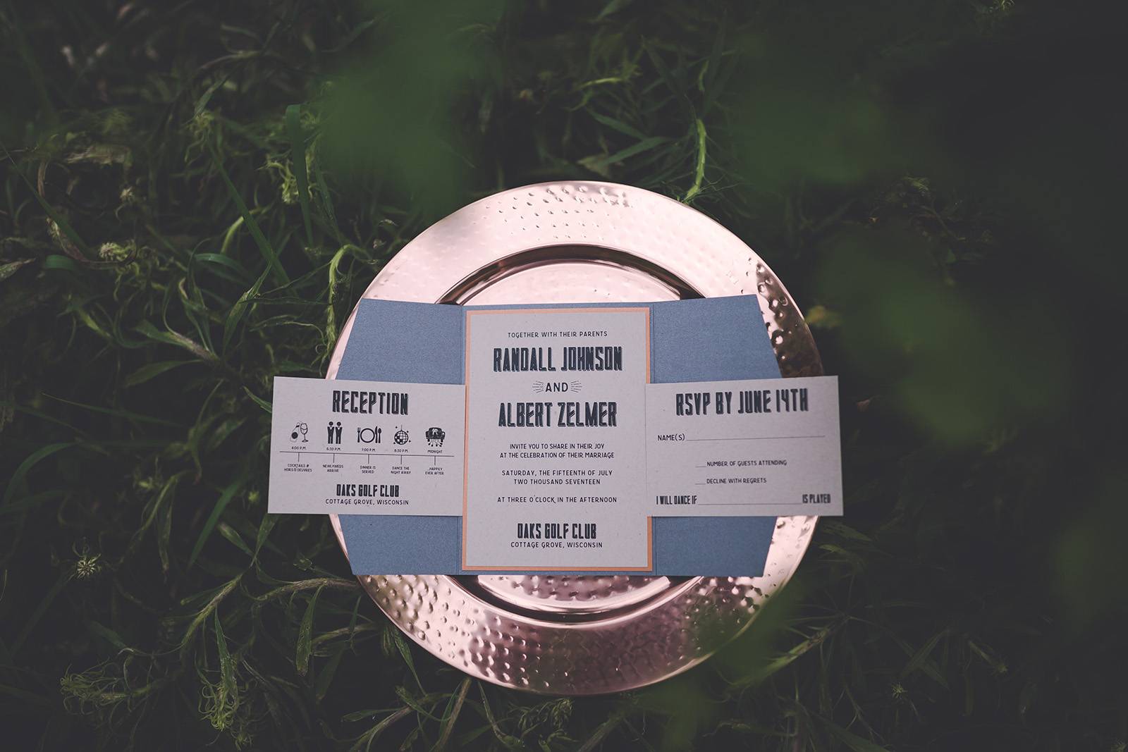 copper grey gray invitation suite invite invites