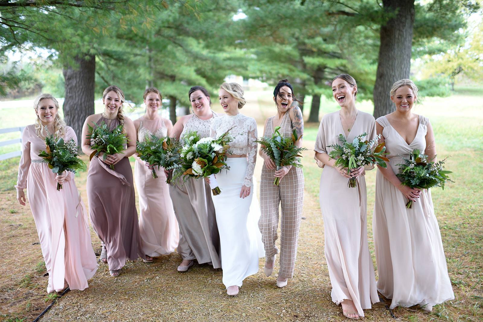 muted color bridesmaid dresses Mixed muted pastels  palate for bridesmaids