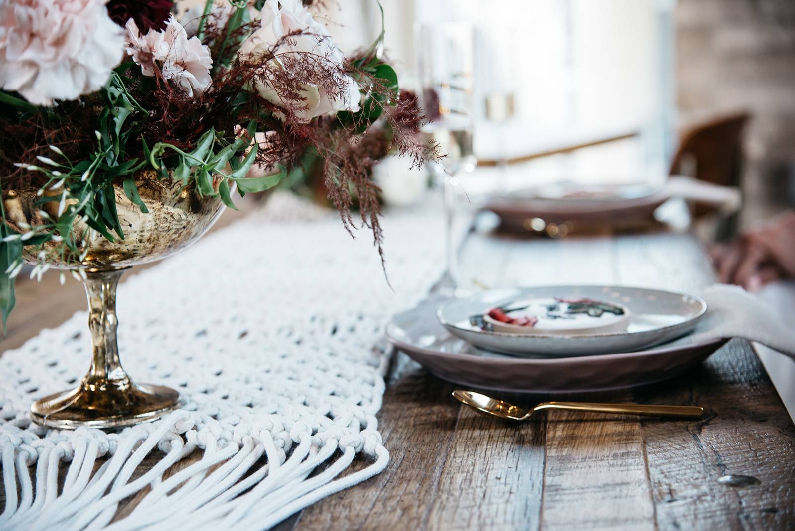 boho romantic blush centerpiece, centerpieces
