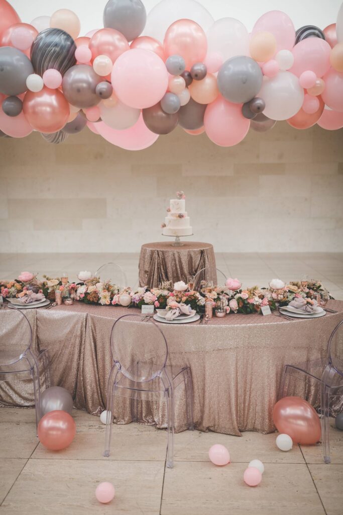 LUXE BLUSH MADISON WEDDING INSPIRATION WITH A FLAWLESS BALLOON INSTALLATION AT OVERTURE CENTER FOR THE ARTS