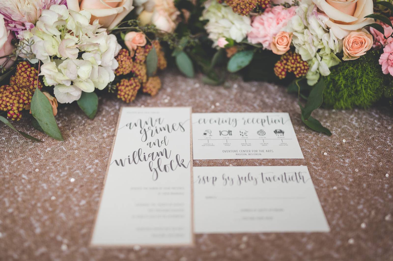 luxe blush madison wedding invitation