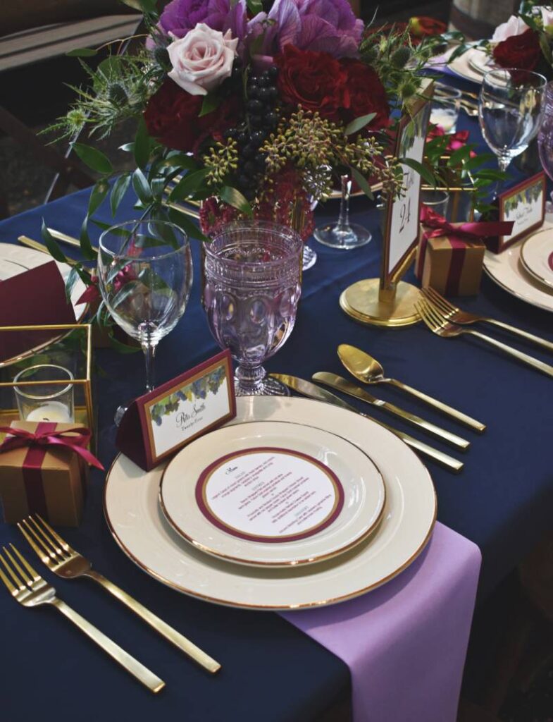 WINE INSPIRED MARSALA AND AMETHYST WEDDING SCAPE