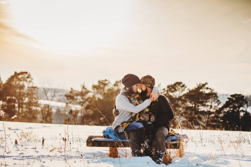 COLOR AND SNOWY WISCONSIN ENGAGEMENT SESSION | ALI + JAKE