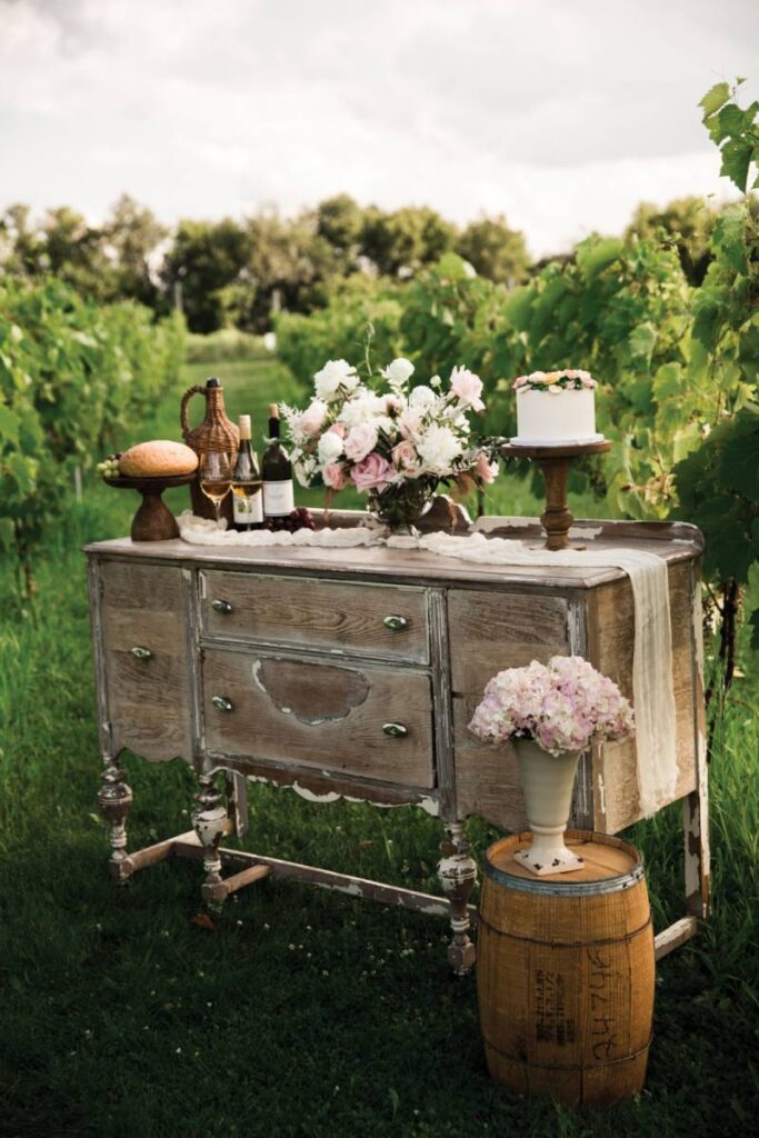 BLUSHING VINTAGE VINEYARD STYLED WEDDING SCAPE | MADISON WEDDING INSPIRATION