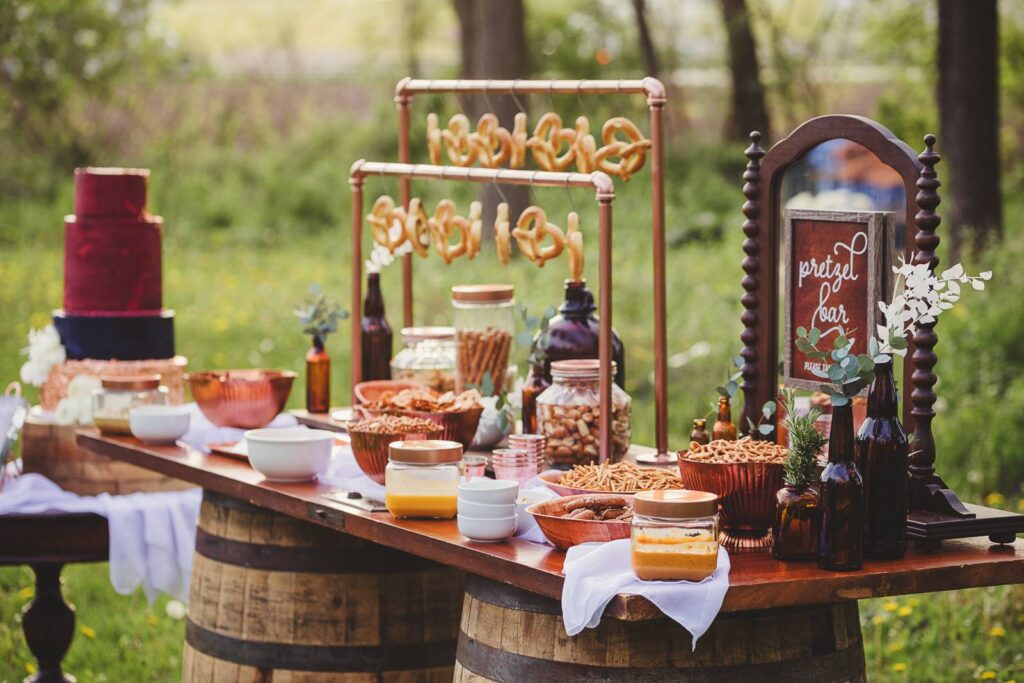 CASUAL, RUSTIC + TASTY PRETZEL BAR WEDDING SCAPE | WISCONSIN WEDDING INSPIRATION