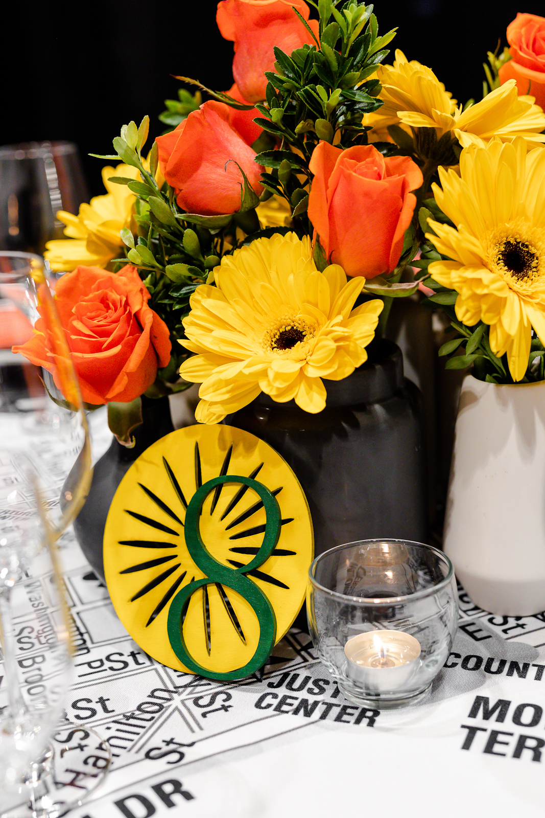 Madison Wisconsin Themed Centerpiece and Table Number