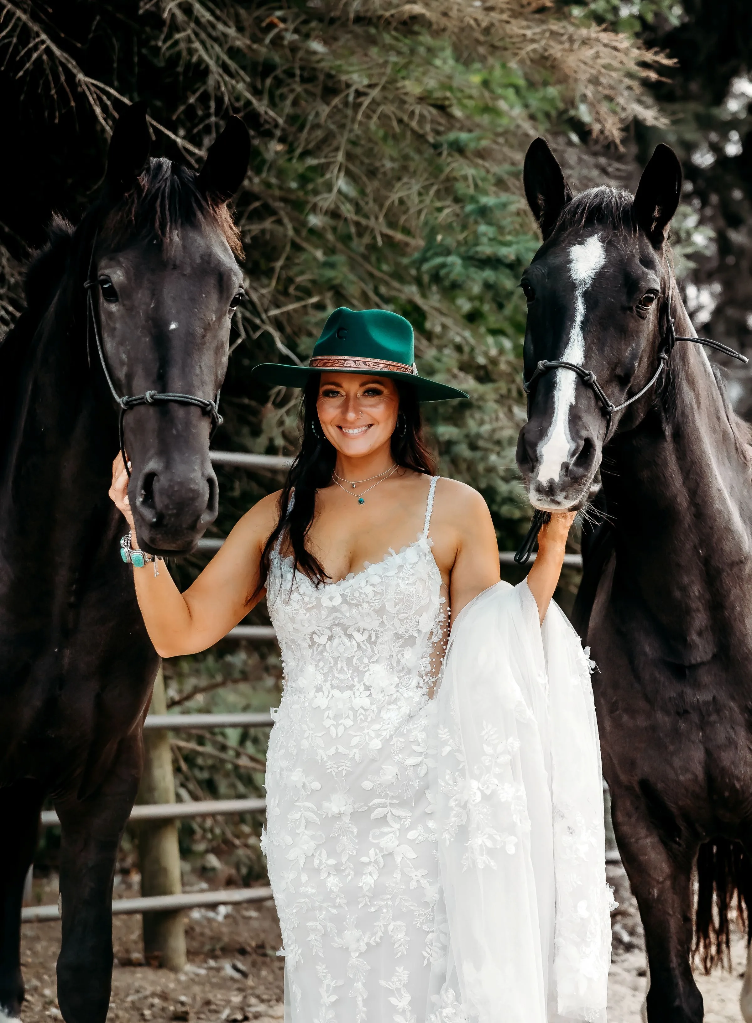 Bridal-Gown-Bride-with-Horses-at-Wedding-Brides-N-Belles-Reedsburg