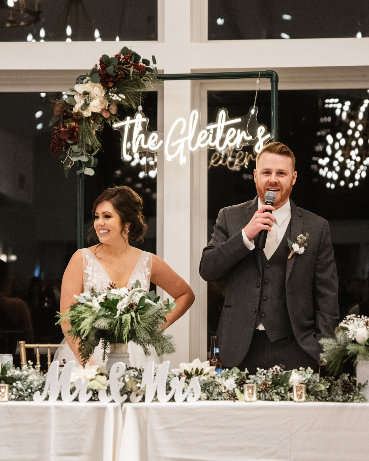 Neon Sign Head Table Backdrop