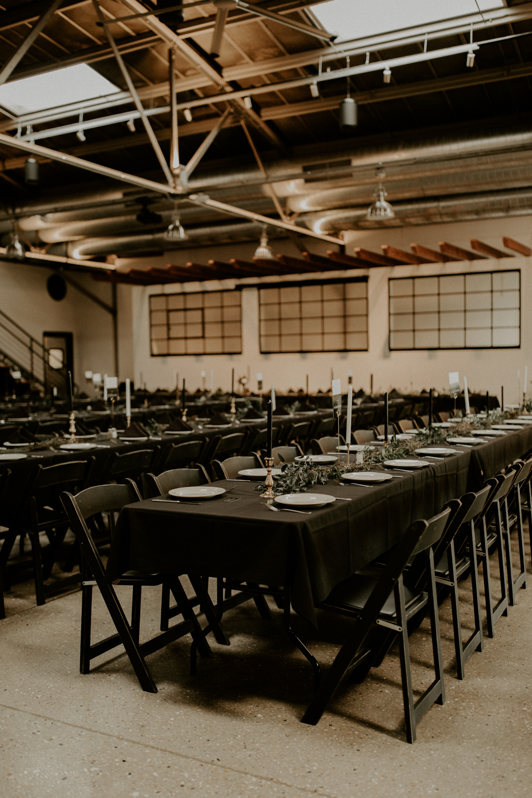Black Recept
ion Table Settings And Chairs