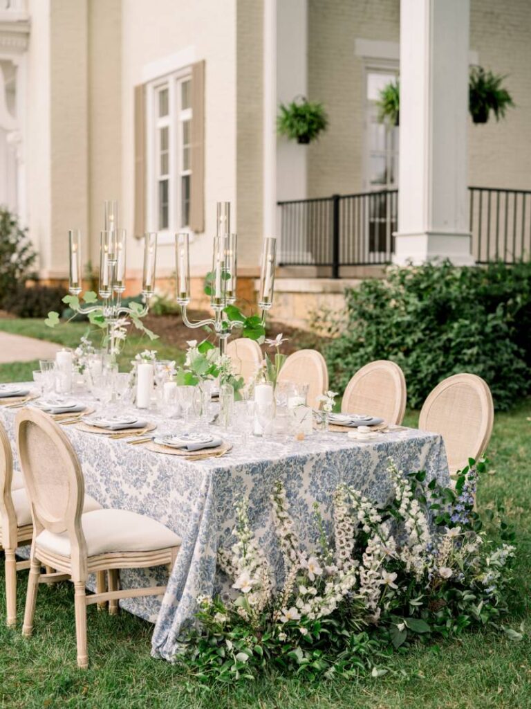 A ROMANTIC + ELEGANT GARDEN PARTY WEDDING DESIGN WITH SOFT BLUE HUES AT LUDLOW MANSION EVENTS