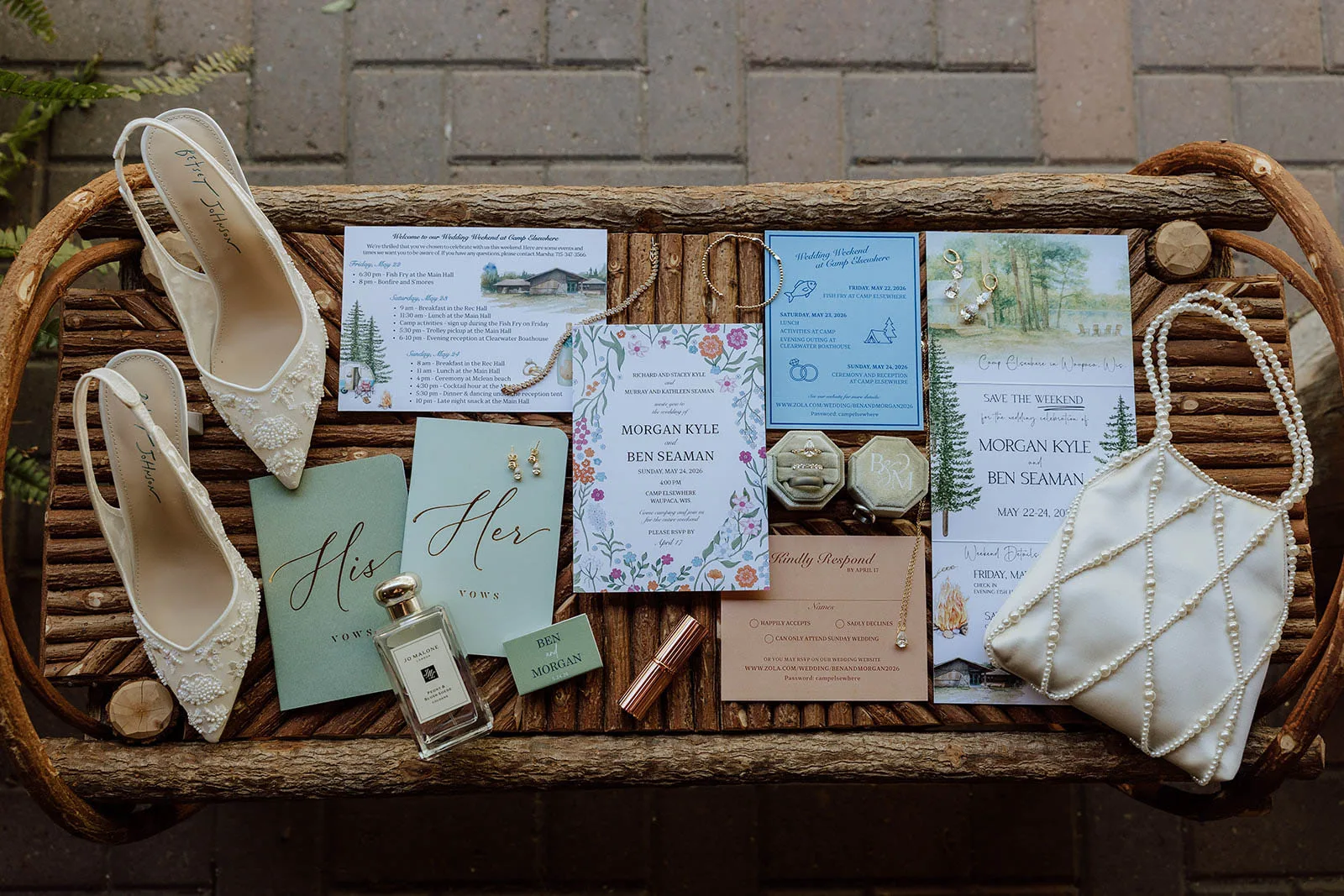 Wildflower wedding invitation and accessories styled by The Bride's Secretary in Stevens Point, WI