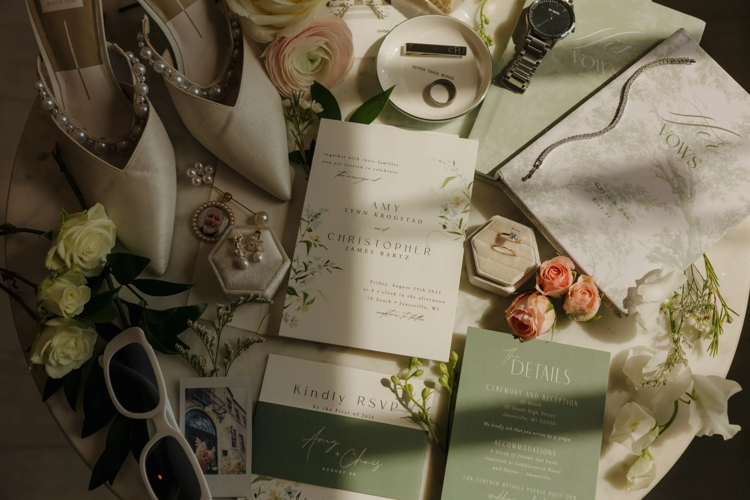 Amy & Chris’s Modern Garden Wedding at 10 South in Janesville, Wisconsin